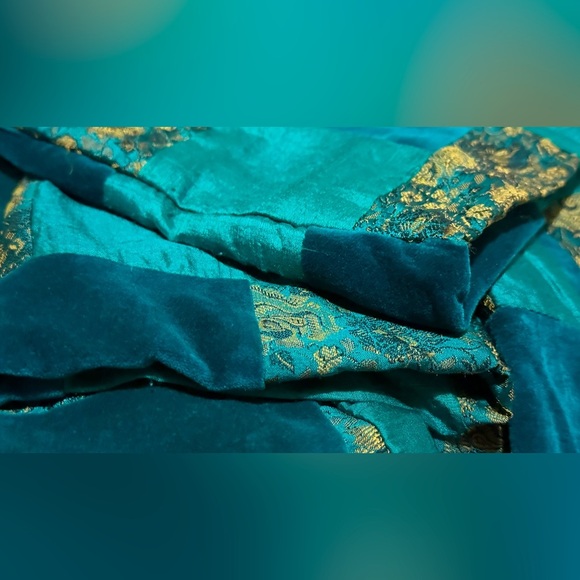 156 Norm Thompson |NWOT India Patchwork Jacket Teal Boho Vintage Style (size XL) - Picture 13 of 13